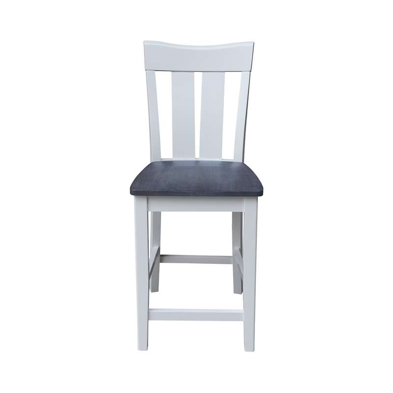 Ava Solid Wood Counterheight Stool - in White/Heather Gray