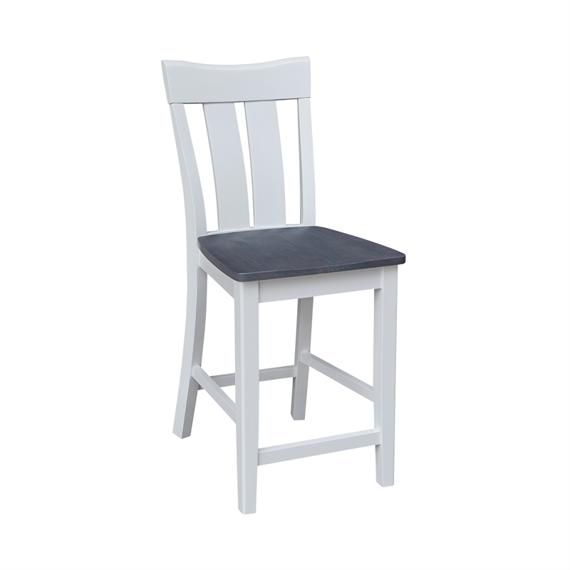 Ava Solid Wood Counterheight Stool - in White/Heather Gray