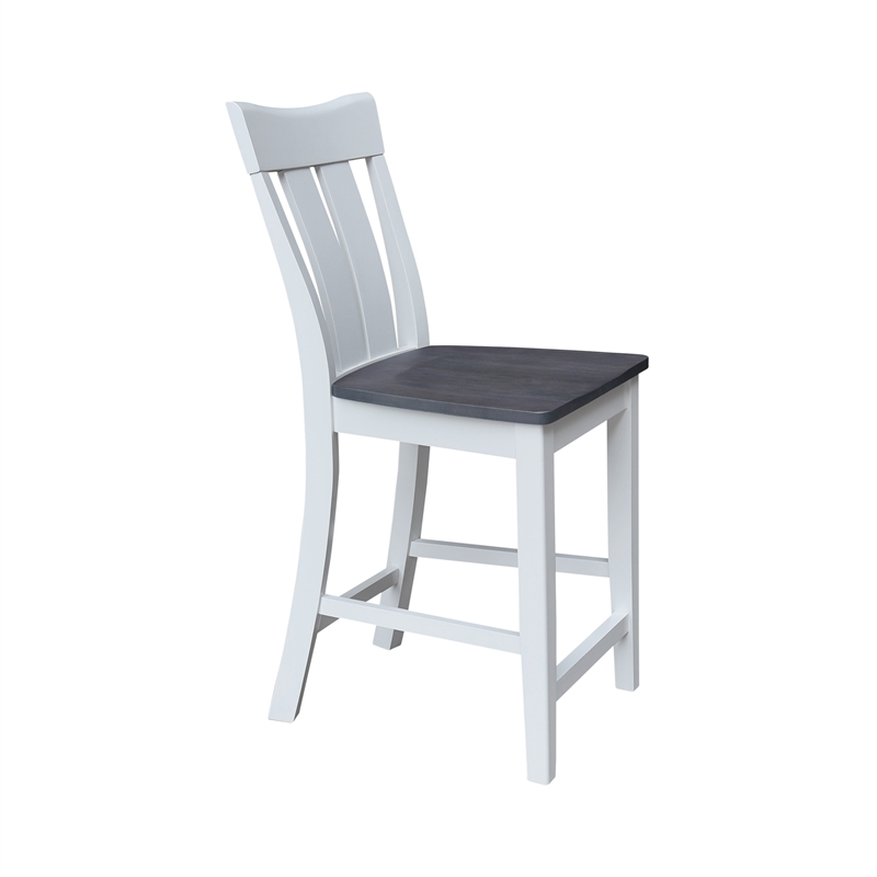 Ava Solid Wood Counterheight Stool - in White/Heather Gray
