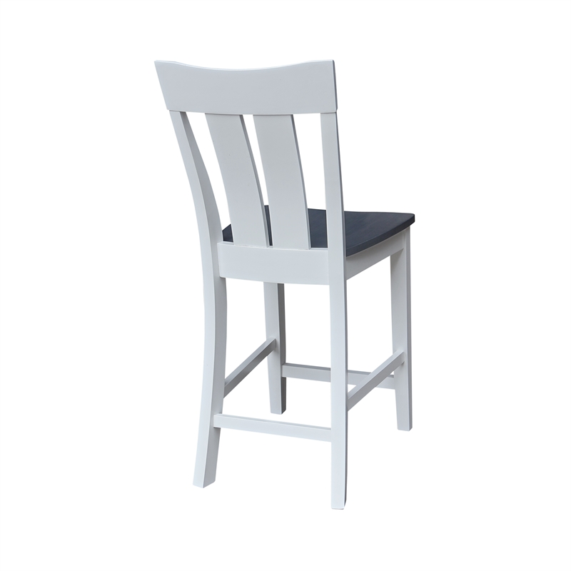 Ava Solid Wood Counterheight Stool - in White/Heather Gray