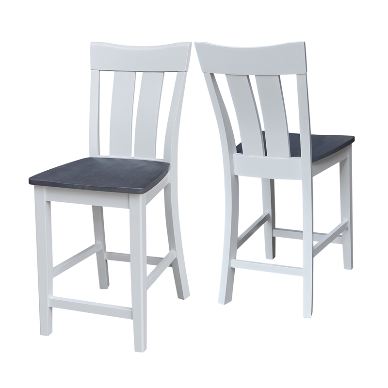 Ava Solid Wood Counterheight Stool - in White/Heather Gray