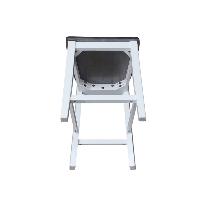 Ava Solid Wood Counterheight Stool - in White/Heather Gray