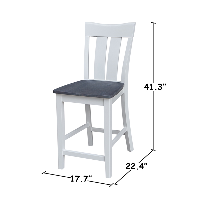 Ava Solid Wood Counterheight Stool - in White/Heather Gray