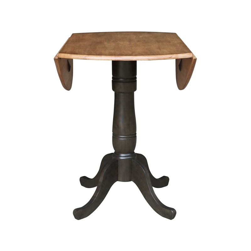 Wood 42 in. Round Drop Leaf Counter Height Dining Table - Hickory/Washed Coal