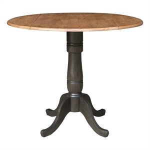 Wood 42 in. Round Drop Leaf Counter Height Dining Table - Hickory/Washed Coal