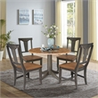 Wood 42 in. Round Drop Leaf Dining Table with 4 Chairs in Hickory/Washed Coal