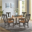 Wood 42 in. Round Drop Leaf Dining Table with 4 Chairs in Hickory/Washed Coal