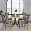 Wood 42 in. Round Drop Leaf Dining Table with 4 Chairs in Hickory/Washed Coal