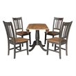 Wood 42 in. Round Drop Leaf Dining Table with 4 Chairs in Hickory/Washed Coal