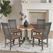 Wood 42 in. Round Drop Leaf Dining Table with 4 Chairs in Hickory/Washed Coal