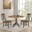 Wood 42 in. Drop Leaf Dining Table with 2 Chairs in Hickory/Washed Coal