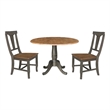 Wood 42 in. Drop Leaf Dining Table with 2 Chairs in Hickory/Washed Coal