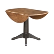 Wood 42 in. Round Top Drop Leaf Pedestal Dining Table in Hickory/Washed Coal