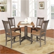 Wood 42 in. Round Drop Leaf Dining Table with 4 Chairs in Hickory/Washed Coal