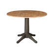 Wood 42 in. Round Drop Leaf Dining Table with 2 Chairs in Hickory/Washed Coal
