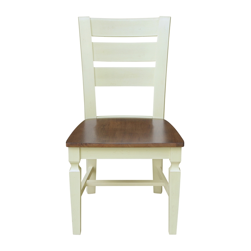 Vista Solid Wood Ladderback Chairs in Hickory/Shell - Set of 2