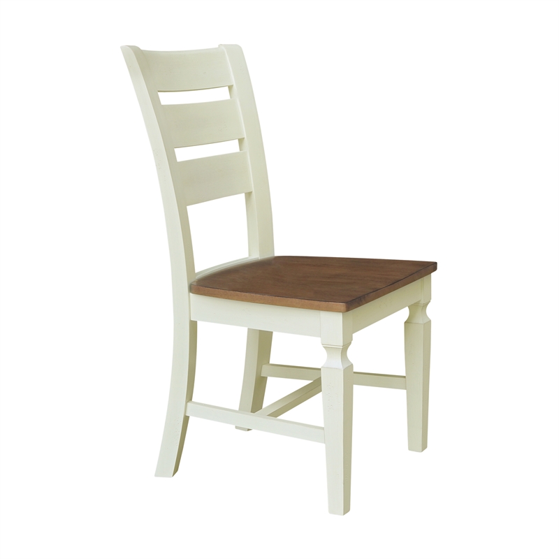 Vista Solid Wood Ladderback Chairs in Hickory/Shell - Set of 2