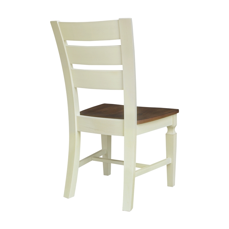 Vista Solid Wood Ladderback Chairs in Hickory/Shell - Set of 2