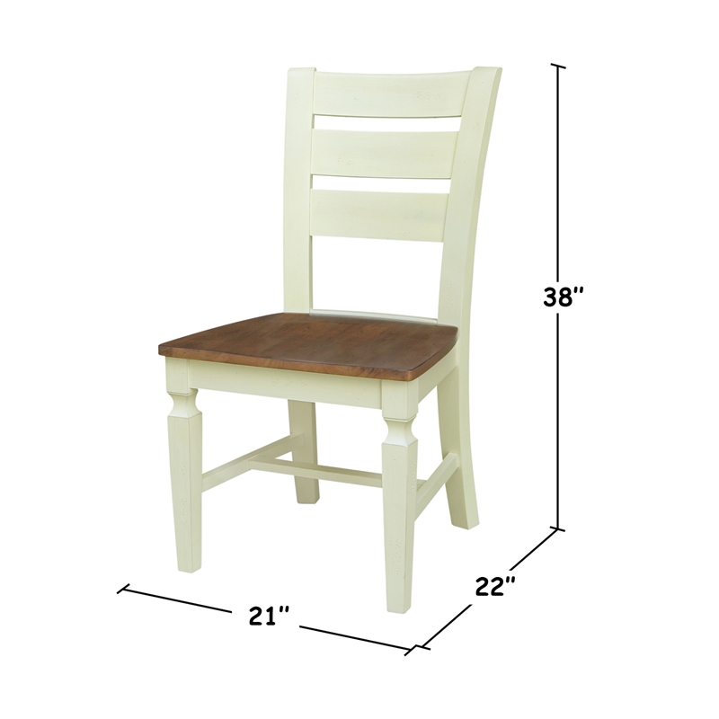 Vista Solid Wood Ladderback Chairs in Hickory/Shell - Set of 2