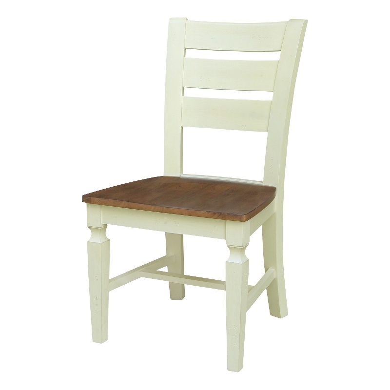 Vista Solid Wood Ladderback Chairs in Hickory/Shell - Set of 2