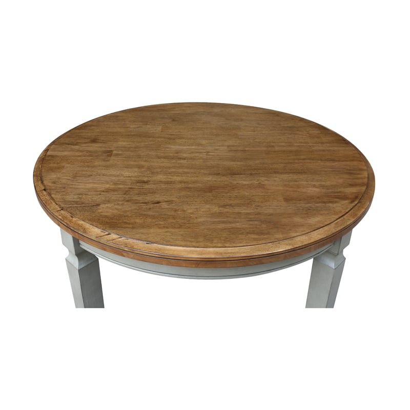 44 x 44 in Round Top Solid Wood Dining Table in Hickory/Stone