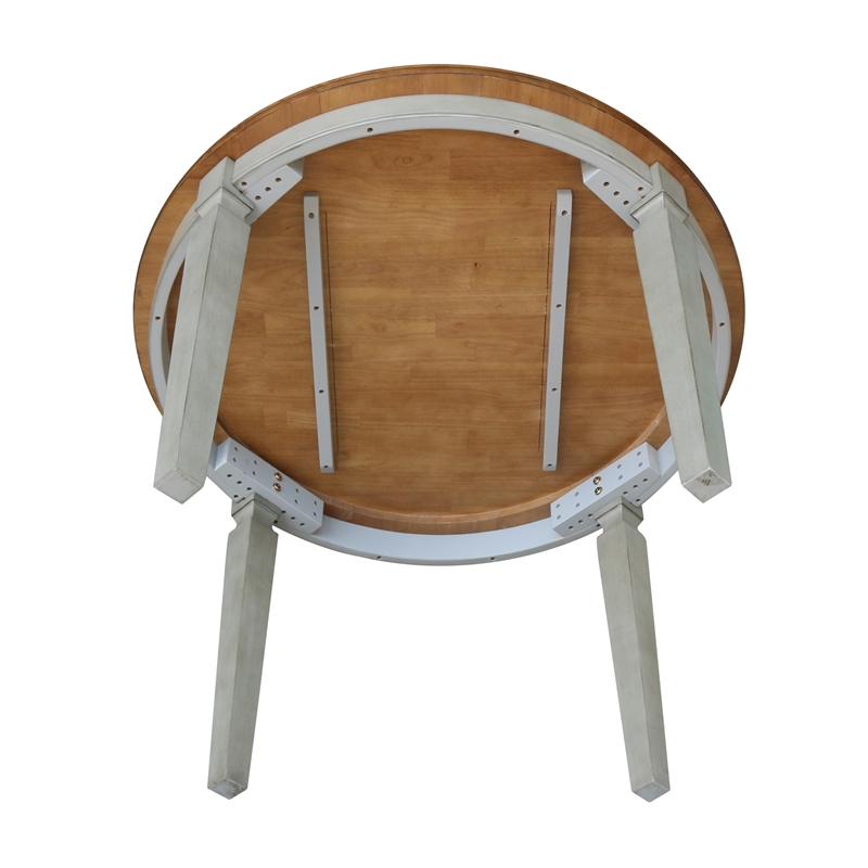 44 x 44 in Round Top Solid Wood Dining Table in Hickory/Stone