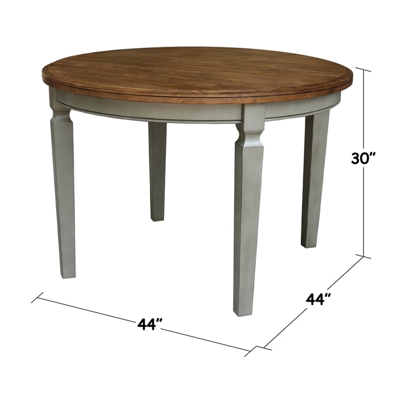 44 x 44 in Round Top Solid Wood Dining Table in Hickory/Stone