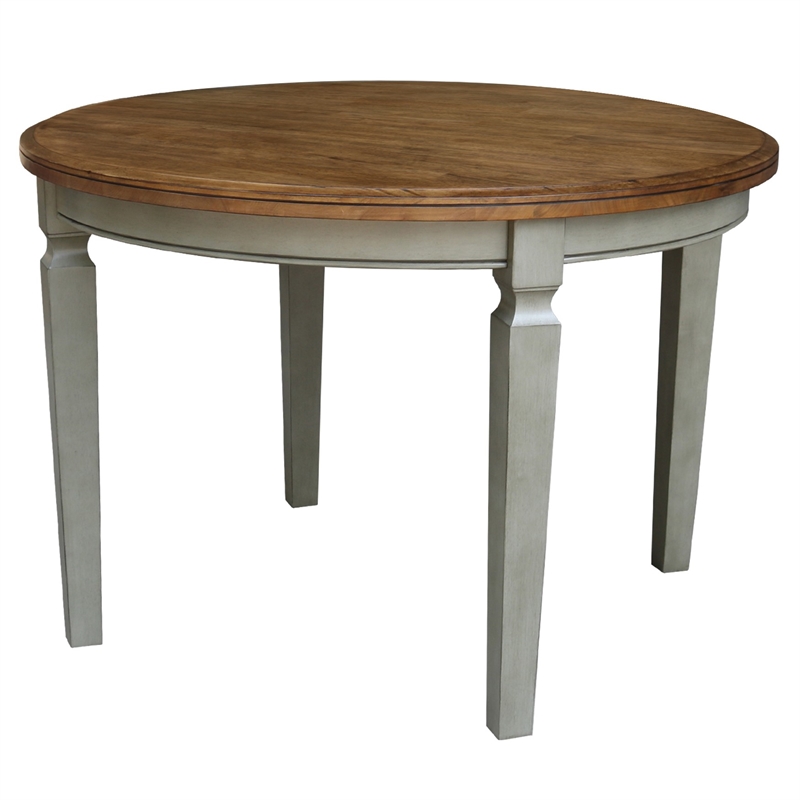 44 x 44 in Round Top Solid Wood Dining Table in Hickory/Stone