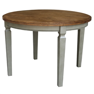 44 x 44 in Round Top Solid Wood Dining Table in Hickory/Stone