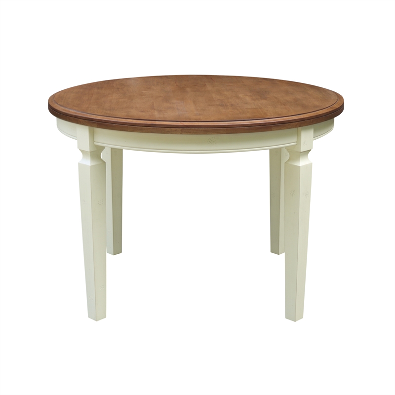 44 x 44 in Round Top Solid Wood Dining Table in Hickory/Shell