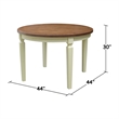 44 x 44 in Round Top Solid Wood Dining Table in Hickory/Shell