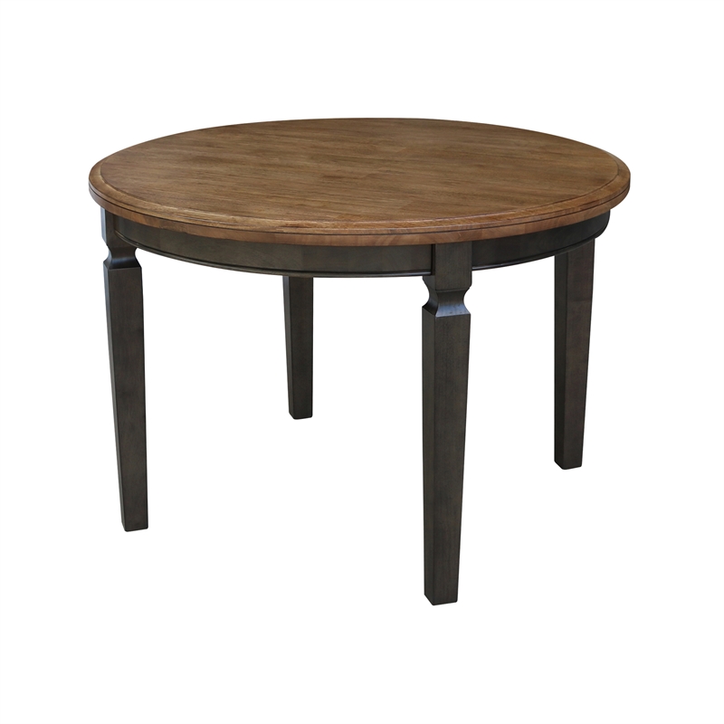 44 in Round Wood Dining Table with 4 Ladderback Chairs in Hickory/Washed Coal