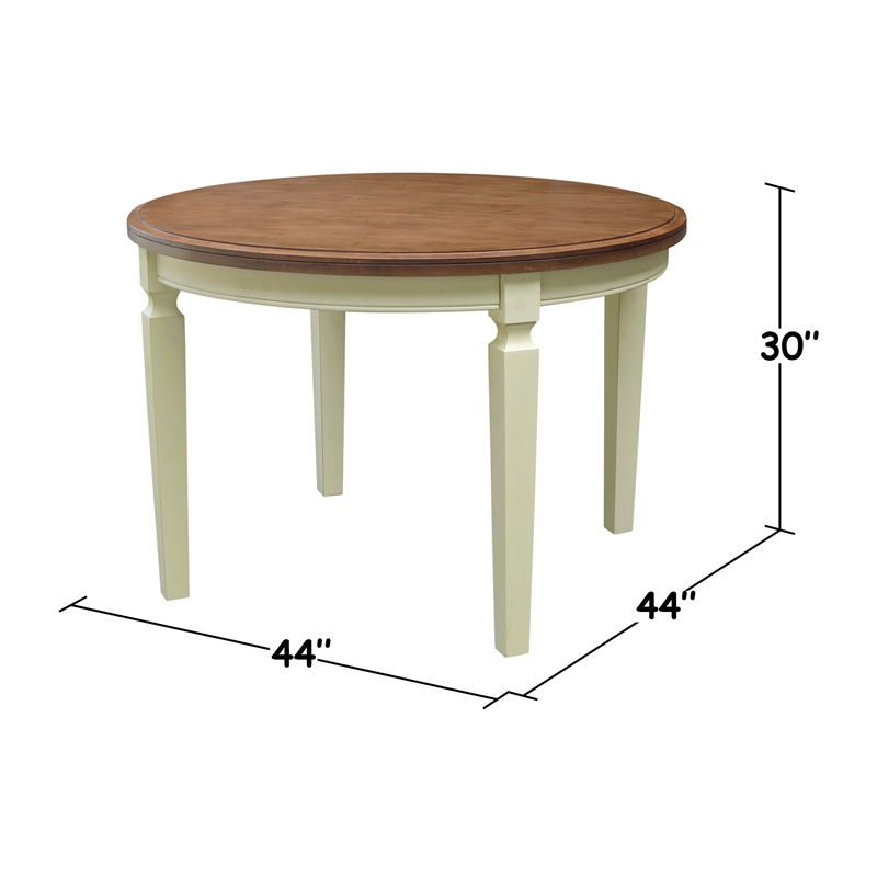 44 in Round Wood Dining Table with 4 Ladderback Chairs in Hickory/Shell