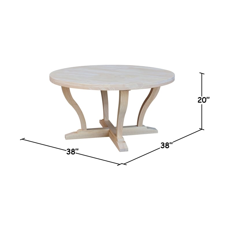 International Concepts LaCasa Solid Wood Round Coffee Table - Unfinished