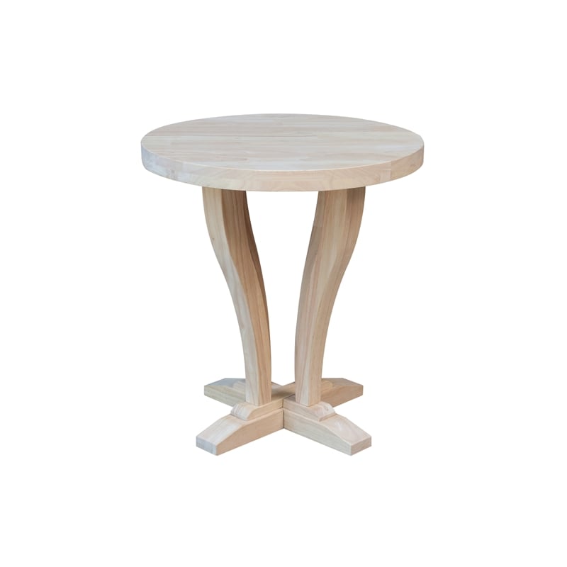 International Concepts LaCasa Solid Wood Round End Table - Unfinished