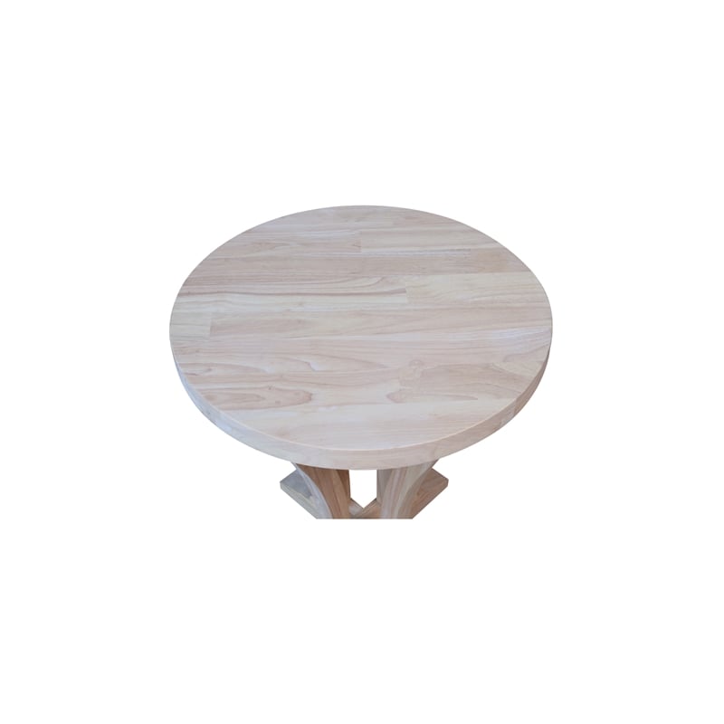 International Concepts LaCasa Solid Wood Round End Table - Unfinished