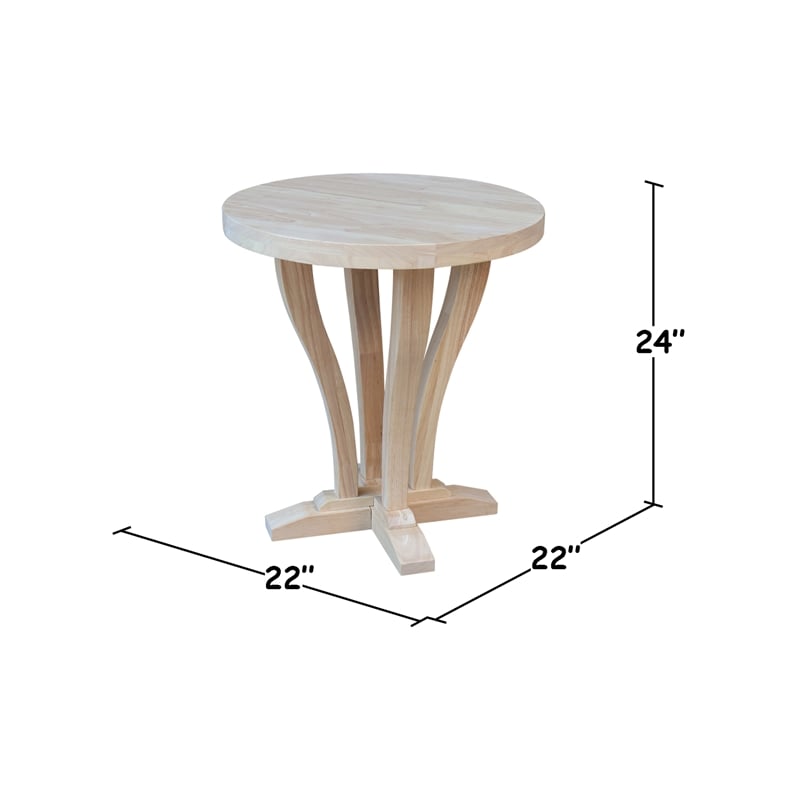 International Concepts LaCasa Solid Wood Round End Table - Unfinished