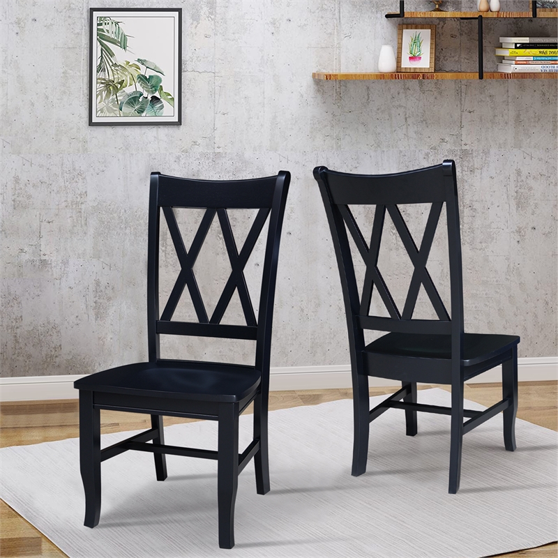 International Concepts Double XX Solid Wood  Dining Chairs - Set of 2 in Black