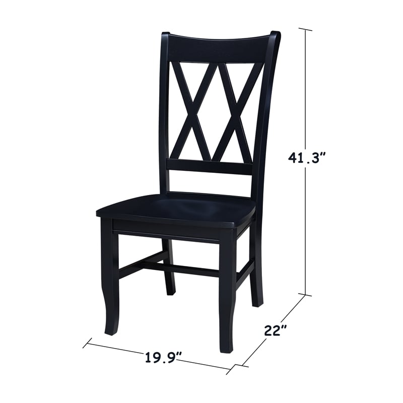 International Concepts Double XX Solid Wood  Dining Chairs - Set of 2 in Black