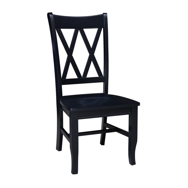 International Concepts Double XX Solid Wood  Dining Chairs - Set of 2 in Black