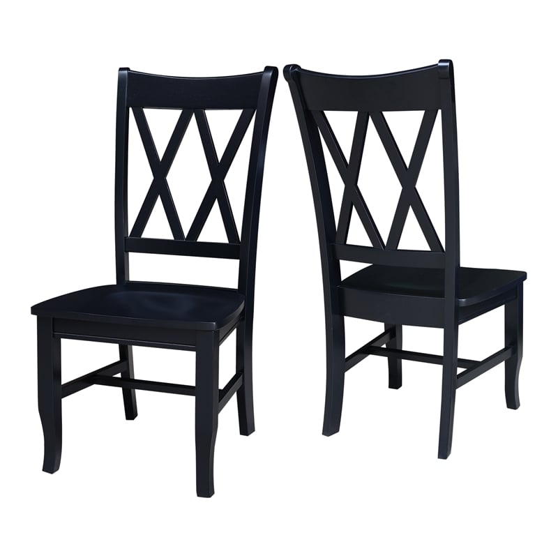 International Concepts Double XX Solid Wood  Dining Chairs - Set of 2 in Black