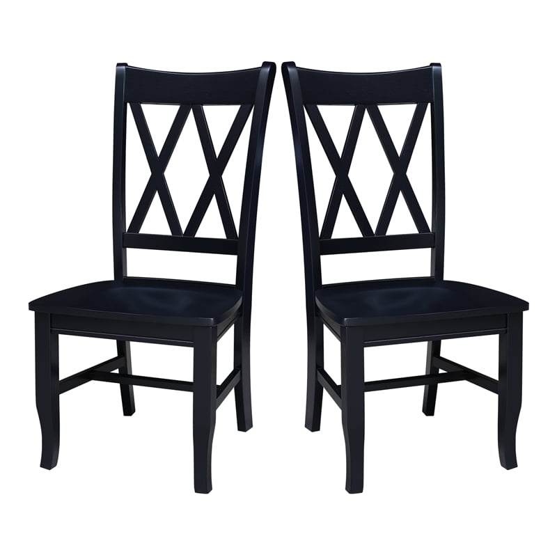International Concepts Double XX Solid Wood  Dining Chairs - Set of 2 in Black