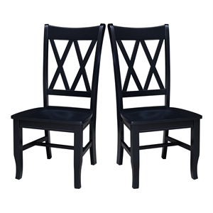 International Concepts Double XX Solid Wood  Dining Chairs - Set of 2 in Black