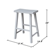 Saddle Seat Counter Height Wood Stool in White with 24 in Seat
