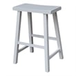 Saddle Seat Counter Height Wood Stool in White with 24 in Seat