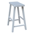 Saddle Seat Counter Height Wood Stool in White with 24 in Seat