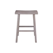 Saddle Seat Counter Height Wood Stool in Washed Gray Taupe with 24 in Seat