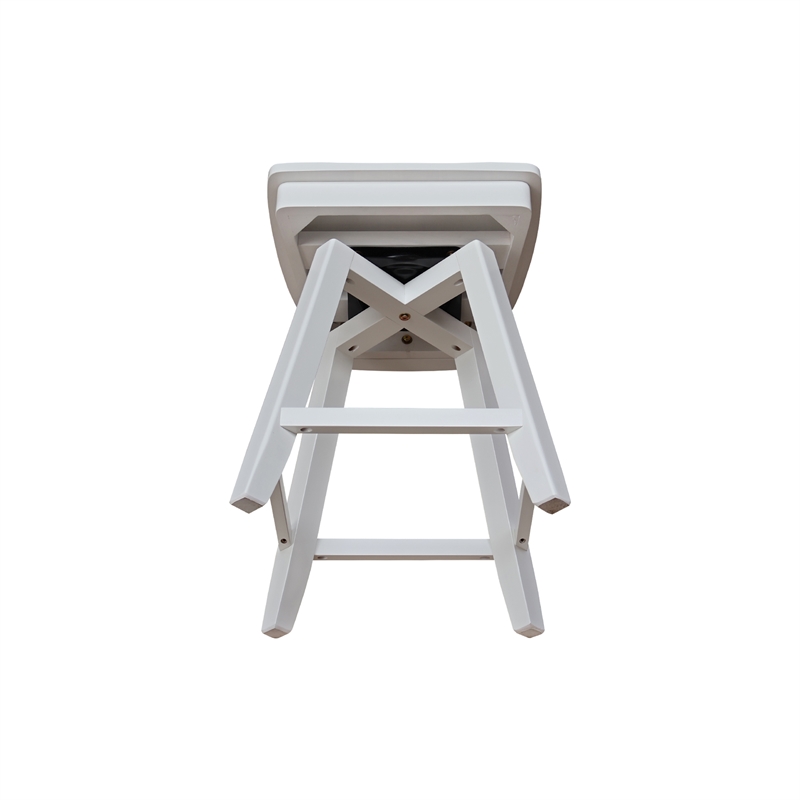 San Remo Counter Height Wood Stool with 24 in H Swivel Seat in White
