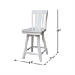 San Remo Counter Height Wood Stool with 24 in H Swivel Seat in White