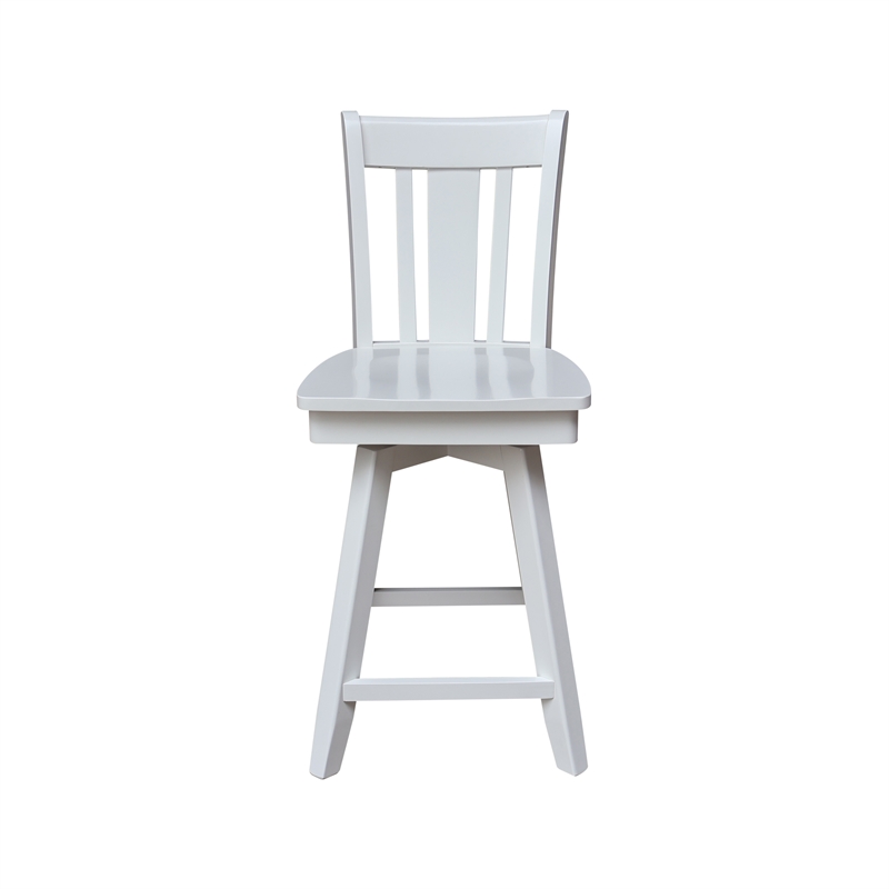 San Remo Counter Height Wood Stool with 24 in H Swivel Seat in White